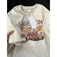 吉閑100%純棉美式復古overize短袖T恤女2025夏新款百搭顯瘦寬松上衣 灰色 M