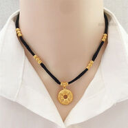 MHFDO項鏈繩女飾品流行首飾手工編織吊墜掛件鍍金2024年送報 黑繩銅錢(qián)