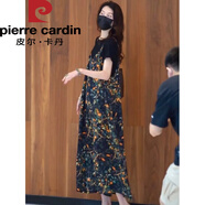 皮爾卡丹感薄款顯瘦遮肉印花直筒背帶褲休閑時(shí)尚兩件I套裝女夏針織 【上衣+背帶褲】 【S 【105斤以?xún)取俊?
                                         title=