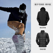 駱駝（CAMEL）三防沖鋒衣戶外登山服防風防水防污三合一運動外套 AD12263514Y,羽絨內膽幻影黑男女 XL