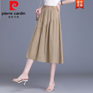 皮爾卡丹（pierre cardin）半身裙2025新款女夏時尚高腰A字裙高端精致母親節(jié)媽i媽蓬蓬腰裙子 卡其色 XL