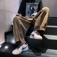 NEW OR MODE日系復古工裝休閑褲子男士秋夏季寬松闊腿褲美式街頭ins九分褲子 棕色 XL
