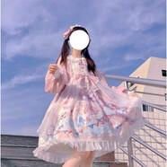 唐努烏洛麗塔op仙女裙可愛(ài)Lolita裙少女學(xué)生韓版萌正禮物正 粉色OP+飛機盒 L 【115-130斤】