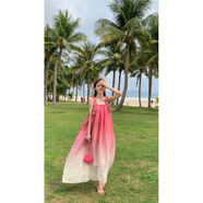 凌奕風(fēng)尚（LVEFNSON）度假連衣裙沙灘裙2023夏新款長(cháng)裙海邊漸變吊帶夏日多巴胺穿搭裙子 漸變粉色 均碼