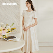 ROEYSHOUSE羅衣新中式中國風(fēng)提花連衣裙女春夏新款優(yōu)雅簡約大擺裙10258 杏色 S