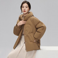 雪中飛女士羽絨服短款立領(lǐng)純色溫柔氣質(zhì)休閑外套秋冬新款小個子輕薄保暖 焦糖色 M 165/88A