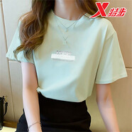 特步（XTEP）女裝短袖t恤女夏季服飾女士純色寬松上衣T恤跑步半袖運動(dòng)瑜伽服女 冰薄荷-單詞ASPIRE S 160