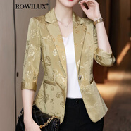 ROWILUX小西裝外套女薄款2025新款夏季時尚百搭洋氣女士西服 姜黃色短外套 S