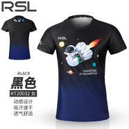 2022新款RSL亞獅龍羽毛球服男女速干透氣短袖運動(dòng)上衣RT10032 RT20032黑 女款 L