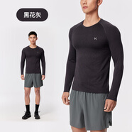 Keep長(zhǎng)袖T恤男子速干訓(xùn)練運(yùn)動(dòng)休閑Coolmax修身上衣吸濕透氣防汗10668 黑花灰 XL