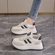 361斷碼女鞋真皮阿甘運動(dòng)鞋女秋季跑步減震小碼34不累腳孕婦老爹 白黑 40