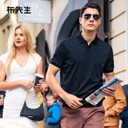 布先生意式海鷗領(lǐng)t恤男2025夏季涼感吸濕短袖上衣男裝AT15013 鋼琴黑 3XL (190)