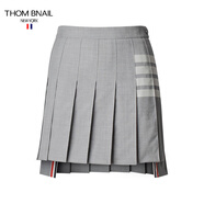 THOM BNAIL TB經(jīng)典高街百褶裙半身A字裙學院風早秋潮流短裙子 淺灰色 S/38