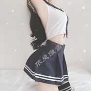 依嵐傲雪日韓性感少女jk制服 角色扮演蘿莉水手服混搭制服裝（上衣+裙子） 藍(lán)白（上衣+裙子） 均碼 小仙女專屬80-120斤內(nèi)