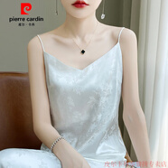 GIOIO品牌法式緞面真.絲吊帶連衣裙女夏感氣質(zhì)背心長(zhǎng)裙子醋酸顯瘦上衣 白色 L