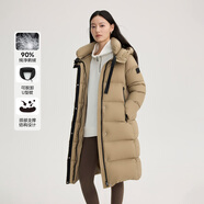 艾萊依鵝絨服女款U型枕長(zhǎng)款連帽加厚保暖冬外套 瑪瑙灰M