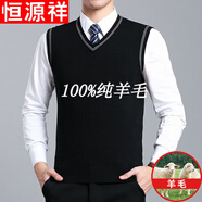 恒源祥純羊毛絨衫羊毛背心男V 領(lǐng)純寬松大碼針織毛衣秋冬坎肩中年馬甲爸爸裝純全100 1679黑色純全100 175XL純全100