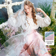 兩三事幻海靈淵 2025春季新款淑女風印花壓褶綁帶馬面裙高腰半身裙 粉色-y M