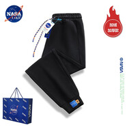 NASALIKE官方潮牌褲子男秋冬季寬松休閑褲加絨百搭純色男士運動(dòng)大碼衛長(cháng)褲 加絨 黑色加厚款 5XL（建議200-215斤）