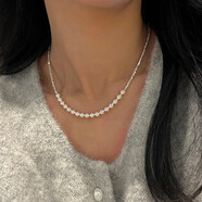 歐顏（OYshipin）925銀碎銀幾兩項鏈女時尚潮流小眾設(shè)計珍珠鎖骨鏈套鏈生日送女友 碎銀幾兩素圈珍珠項鏈