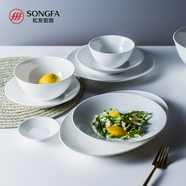 松發(fā)瓷器好韻釉下彩碗具家用陶瓷碗碟餐具純白暗紋系列組合碗盤 好韻5英寸碗2個裝