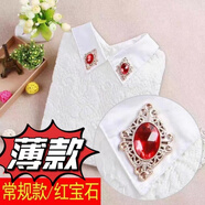 蒂洛緹娜蕾絲雪紡上衣女秋冬新款白色重工鑲鉆襯衫加絨加厚長(cháng)袖打底衫 薄/款紅寶石 L