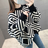 綻巢加肥加大女裝寬松大碼220斤外套春秋季碼胖mm毛衣胖女人時(shí)尚顯瘦 【套頭】菱格【黑色】 均碼【推薦80-120斤】