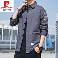 皮爾卡丹（pierre cardin）薄歀純.棉針織襯衫男長袖春夏款青年工裝上班上衣七.分袖 1905長款灰色 2XL 75-80公斤