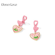 DODOGOGO愛心郁金香耳環(huán)女2023年夏新品小眾設(shè)計時尚花朵禮物送女友送閨蜜 粉紅-耳夾