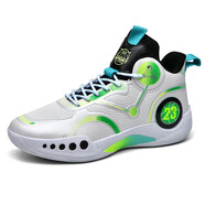 秋季男女籃球鞋水泥地實(shí)戰摩擦有聲音輕便透氣學(xué)生運動(dòng)球鞋 白綠 35