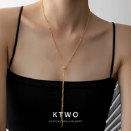 露若歐式簡(jiǎn)約個(gè)性長(cháng)款細項鏈女小眾輕奢鍍k金抽拉設計百搭秋冬毛衣鏈 k金色長(cháng)款細鏈毛衣鏈