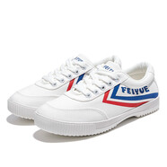 飛躍（Feiyue）帆布鞋經(jīng)典小白鞋男鞋女鞋情侶款舒適透氣休閑運動鞋潮流板鞋子男 白紅藍 43