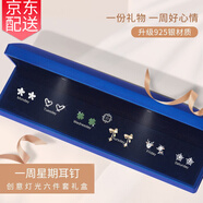 締晶銀針一周耳釘2025年新款耳環(huán)女七夕情人節(jié)禮物送女朋友輕奢高級感 T110 星期耳飾燈光禮盒