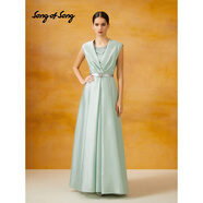 Song of Song歌中歌夏季翡翠綠典雅奢華宴會(huì )場(chǎng)合釘珠高腰禮服裙 翡翠綠 M 38