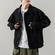 愛(ài)洛斯汀堡春秋季新款夾克牛仔外套男士韓版潮牌寬松工裝日系衣服男裝上衣服 L27黑色 高端定制 2XL【145-165斤】