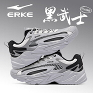 鴻星爾克（ERKE）2025新款秋冬休閑老爹鞋男士官方黑色運動鞋防水厚底輕便跑步鞋 云霧灰/正黑2304 39