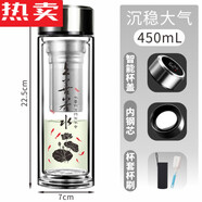 拓進(jìn)高檔智能雙層玻璃杯男茶水分離泡茶杯子定制logo個(gè)人專用印字水杯 450 茶水分離網(wǎng)【上善若水】 智