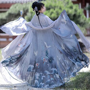 臻一萌漢服女成人學(xué)生鶴挽云印花齊胸襦裙古裝中國(guó)風(fēng)日常表演服套裝 念月 S