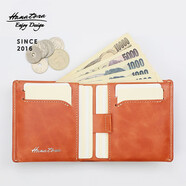 花虎（HANATORA）錢(qián)包日式真皮短款女手工小眾零錢(qián)男卡包薄款送禮潮牌七夕禮物 橙色