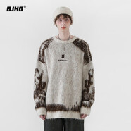 BJHG張耀同款不計(jì)后果慵懶廢土風(fēng)美式復(fù)古毛衣外套男美拉德情侶針織衫 炭燒奶茶 M （140-170斤）
