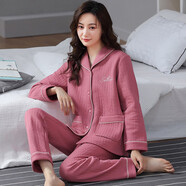 優(yōu)婷菲（YOUTINGFEI）睡衣女秋冬季純棉加厚空氣棉夾層保暖家居服女士長袖套裝可外穿 HLM-J1806 M (155-160cm 85-105斤)