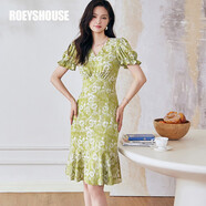 ROEYSHOUSE羅衣新中式中國風(fēng)提花連衣裙夏裝新款氣質(zhì)收腰修身魚(yú)尾裙08828 花色 M