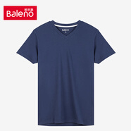 班尼路 BALENO新款純色t恤潮流男圓領v領上衣打底純棉白色短袖休閑男裝88802215 V領02B中藍 88902701 XL XL 170斤