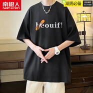 南極人（Nanjiren）夏季大碼T恤男圓領(lǐng)短袖寬松300斤加肥加大胖子肥佬卡通半袖體恤衫 DX黑色滑板ouif S