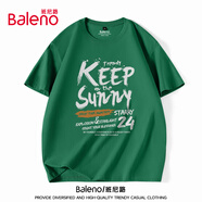 班尼路（Baleno）短袖t恤男夏季學生ins美式字母潮流百搭純棉上衣設計感五分袖