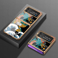 綺愛 三星ZFlip6手機殼中國風(fēng)w24Flip折疊屏保護套f7210心系天下國潮創(chuàng)意三星Zflip4防摔個性 ZFlip3款 (金邊)祥龍戲珠 三星ZFlip5