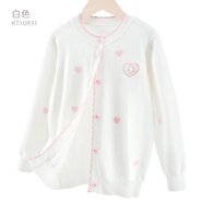 Hello Kitty女童外套2025春秋新款兒童針織開(kāi)衫大童春裝純棉薄毛衣上衣童裝 白色愛(ài)心款 130