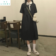琳璽 LINXI 夏季新款甜美小清新收腰顯瘦方口領(lǐng)連衣裙女學(xué)生氣質(zhì)公主裙小白裙E 白領(lǐng)連衣裙【關(guān)注店鋪小禮物】 L