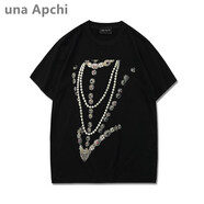 Rogosky香港潮牌印花短袖t恤男夏季新款個(gè)性情侶裝棉半袖衫上衣潮流時(shí)尚 黑色 M