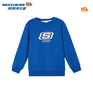 Skechers斯凱奇童裝男女童春秋季休閑上衣衛(wèi)衣運動舒適兒童套頭衫L324K078 【加絨款】公主藍(lán)/007G 165 cm